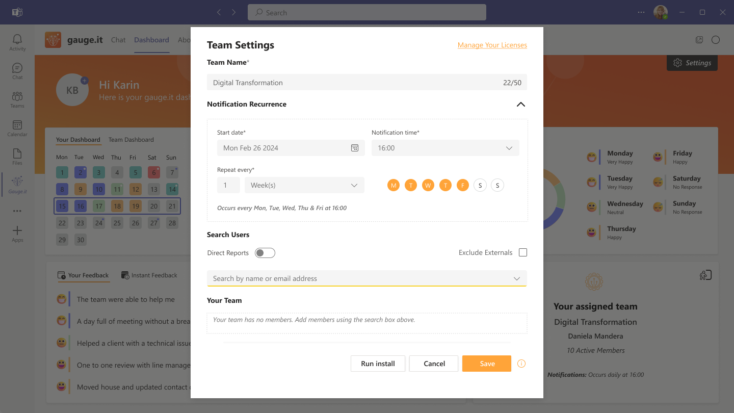 gauge it group settings